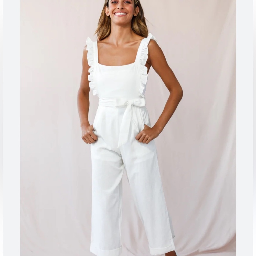 White Ruffle Jumpsuit